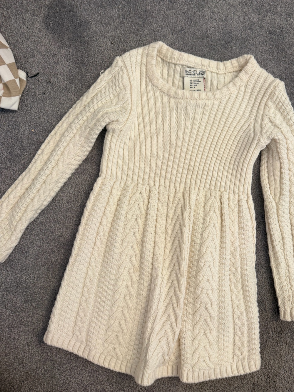 Rachel Zoe Cream Cable Knit Sweater Dress for Girls
